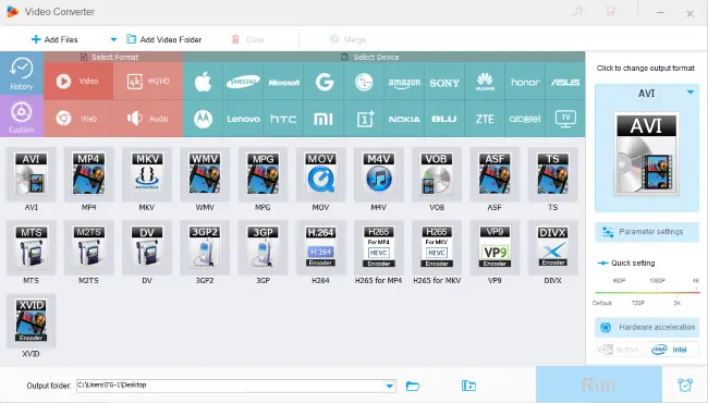 There are more than 500 output formats for you to choose from, including AVI, MKV, MOV, VOB, WMV, M4V, MP4, MPG, MTS, TS, 3GP