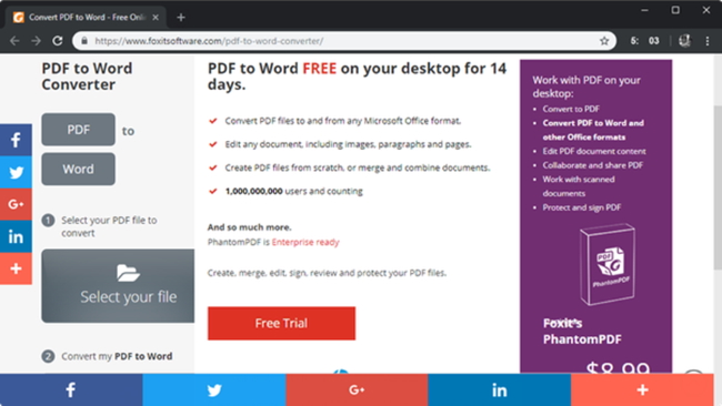 With Foxit PhantomPDF, you can convert PDF files to formats like Microsoft Word, Excel, PowerPoint, and more