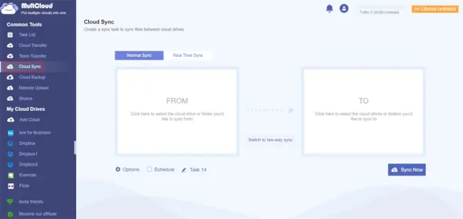 Click Cloud Sync on the left side, then choose FROM to choose Google Photos, click TO to choose Google Drive