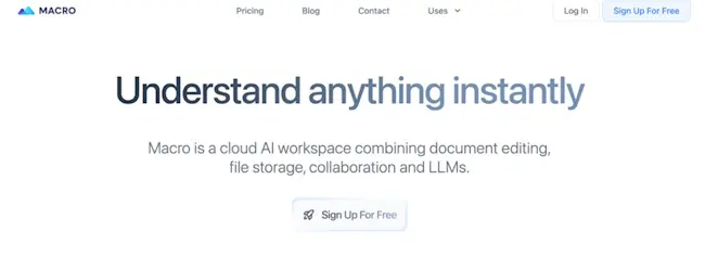 Macro is an AI-powered PDF reader that provides users with an efficient and intuitive way to connect with documents