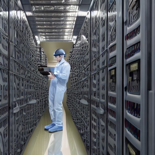 A high‑resolution interior of a state‑of‑the‑art battery storage facility, featuring rows of large lithium‑ion battery modules stacked in a temperature‑controlled chamber. In the foreground, a technician in a reflective helmet checks a digital rea…