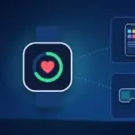 Illustration with a smartwatch, a smartphone and smart glasses