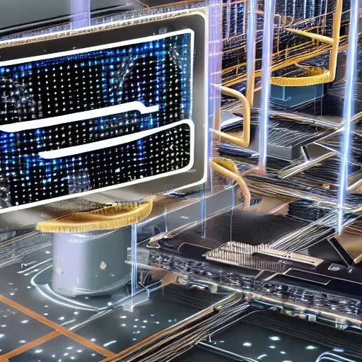 Smart factory floor with robotic arms and conveyor belts, each equipped with visible edge AI chips on control panels, while a distant cloud server cluster receives data streams. The image highlights local real‑time processing at the edge versus cl…