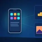 Illustration with a smartphone, stacks of coins and a picture