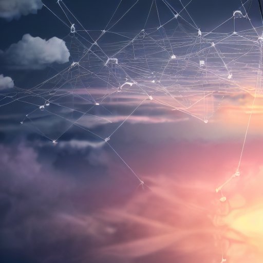 A conceptual illustration of interconnected cloud providers forming a secure digital bridge over a serene ocean, symbolizing enhanced data integrity and stability through multi-cloud architecture amidst clearing storm clouds.