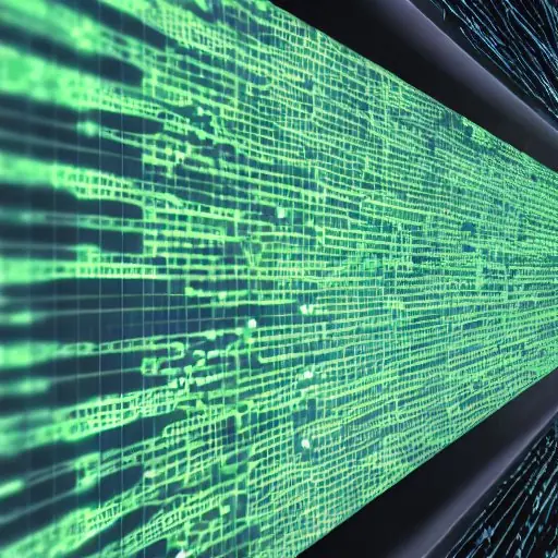 A developer types on a glowing keyboard as an AI-driven Ansible terminal executes secure automation commands, surrounded by floating data nodes in a modern data center.