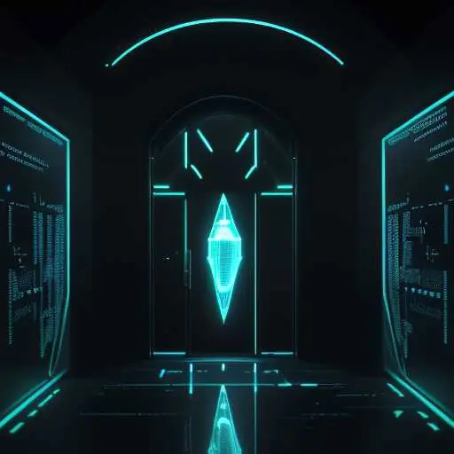 A digital illustration of a cracked glass door representing a remote access gateway in a cyber tunnel. Malicious code flows out, symbolizing a security breach and the risks of compromised IT infrastructure.