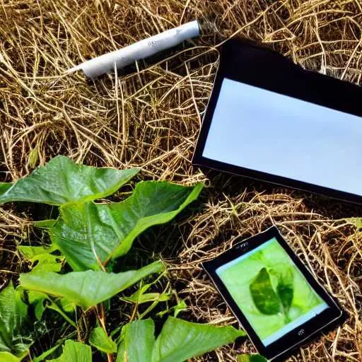 A farmer uses a tablet to monitor crop health data in a sunlit field, illustrating how technology supports community well-being and innovation in West Virginia agriculture.
