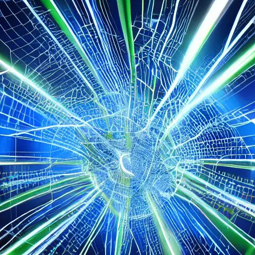 A futuristic digital ecosystem visualization showing glowing nodes and lines connecting devices against a deep blue background, symbolizing the interconnectedness of modern technology and its role in daily life.