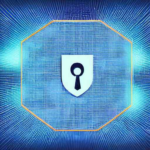 A glowing blue digital shield protects a laptop screen from malicious code, symbolizing active security measures against vulnerabilities in AI productivity tools within a clean, organized workspace.