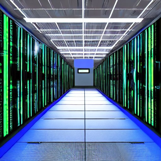 A hyper-realistic data center server rack bathed in cool blue light, featuring thousands of glowing NVIDIA Blackwell GPUs and intricate fiber optic cables, symbolizing enterprise AI infrastructure.