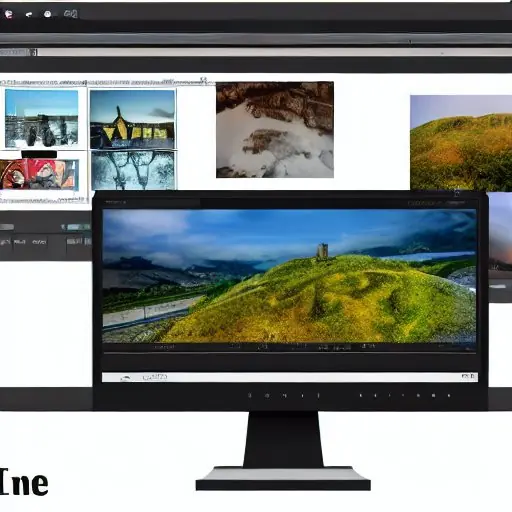 A monitor displays a video editing timeline comparing a grainy, low-resolution clip on the left to a crisp, high-definition version on the right, demonstrating the clarity improvements of local AI upscaling tools.