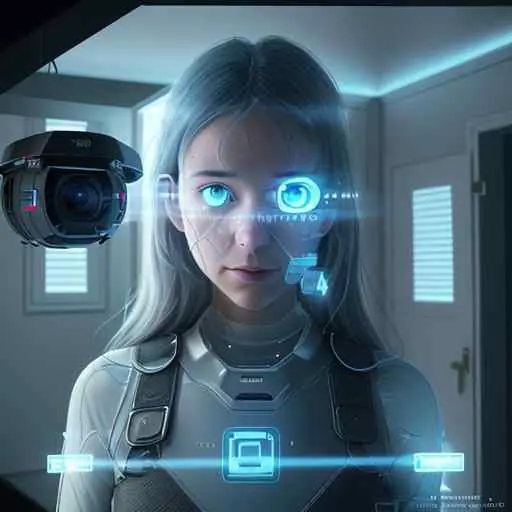 A photorealistic illustration of a glowing blue digital shield protecting personal data icons like a house, document, and camera from surveillance drones, symbolizing Google's commitment to user privacy and secure AI experiences.