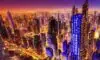 A solitary figure stands on a rooftop overlooking a futuristic metropolis at twilight, where towering skyscrapers pulse with glowing blue and violet fiber-optic cables, symbolizing individual autonomy within massive digital infrastructure.