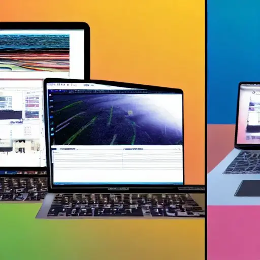 A split-screen view of a MacBook transferring a massive 4K video file rapidly, showcasing high-speed performance and efficient storage capabilities in a dimly lit studio.