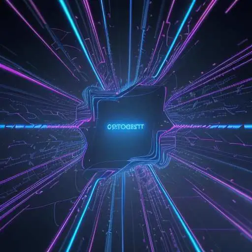 Abstract visualization of software-defined memory architecture with flowing code lines and data packets. Vibrant neon nodes on a dark background illustrate efficient resource allocation, compression algorithms, and the connection between hardware …