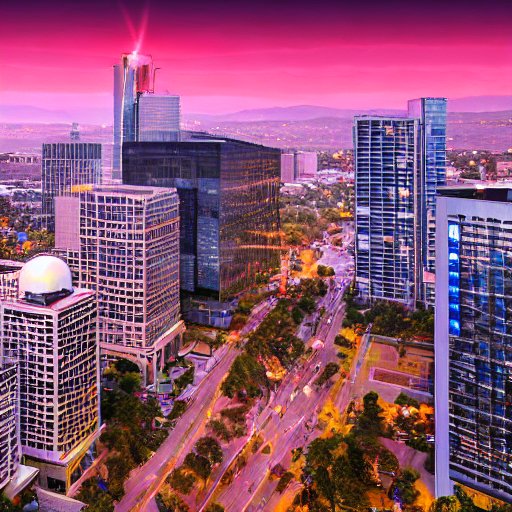An aerial dusk view of a sprawling Silicon Valley tech campus, where skyscrapers reflect the sunset. The warm glow of windows contrasts with the cool blue sky, symbolizing the intersection of innovation and national security.