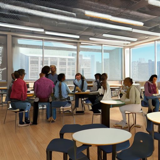 Diverse learners use AI tablets in a sunlit community center, illustrating how technology bridges gaps in education and healthcare while fostering global connectivity.