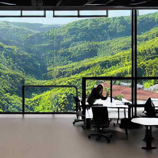 Diverse professionals collaborate in a sunlit, modern office overlooking a valley, symbolizing how new enterprises empower local governments to invest in public services and infrastructure improvements.
