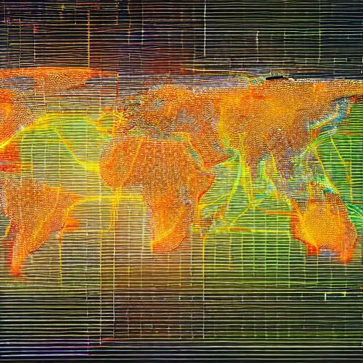 Global network map showing Akamai's edge infrastructure distributing AI workloads. Glowing gold nodes highlight NVIDIA Blackwell clusters, illustrating secure, low-latency data delivery across continents.
