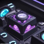 Macro shot of the new Nvidia Rubin GPU die under dramatic lighting, showcasing intricate circuitry, gold bonding wires, and blue LED accents against a blurred server rack background.