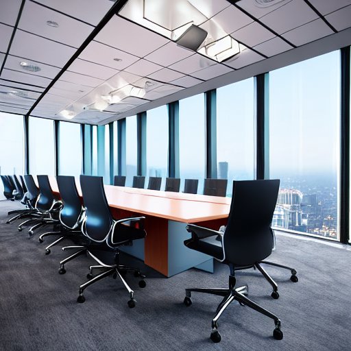 Modern glass-walled boardroom overlooking cityscape, natural light, former Capital One executive in navy suit beside holographic display of AI metrics, diverse team interacting with touchscreens, soft hologram glow, polished floor reflections, dig…