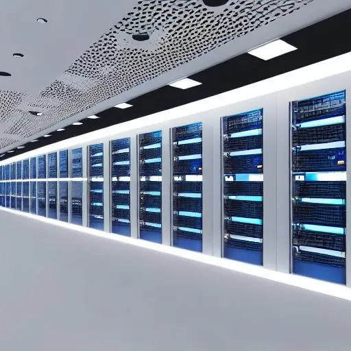 Rows of black server racks with blue lights stand before a curved wall displaying a digital map of India, illustrating the nation's secure data center infrastructure and critical cyber defense capabilities.
