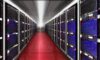 Rows of blinking server drives glow under red emergency lights as holographic data streams float through a dusty, high-contrast room, illustrating the urgent vulnerability of digital infrastructure to advanced AI threats.