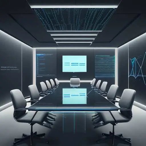 Two executives shake hands over a holographic data table in a high-tech boardroom, symbolizing HPE and TrendAI's strategic partnership to build secure, hardware-rooted private cloud AI infrastructure.
