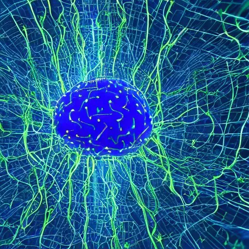 Visualizing an AI agent brain connecting to a vast server network, this image symbolizes the fusion of biology-inspired intelligence with rigid infrastructure for secure, strategic innovation.