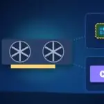 Illustration with a graphics card, a processor chip and a video player
