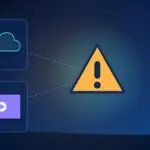Illustration with a warning sign, a cloud and a video player