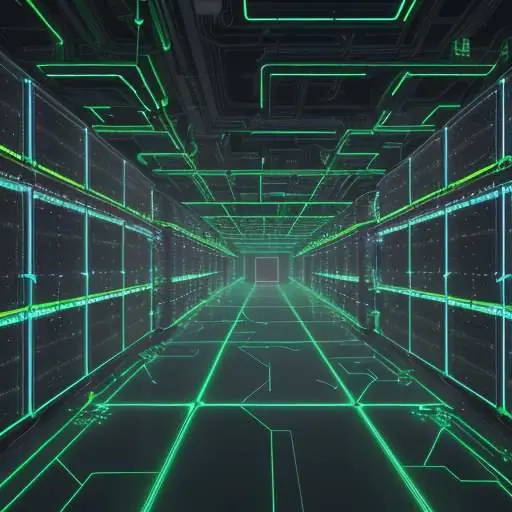 Visualization of cloud servers and neural networks supporting robot software.