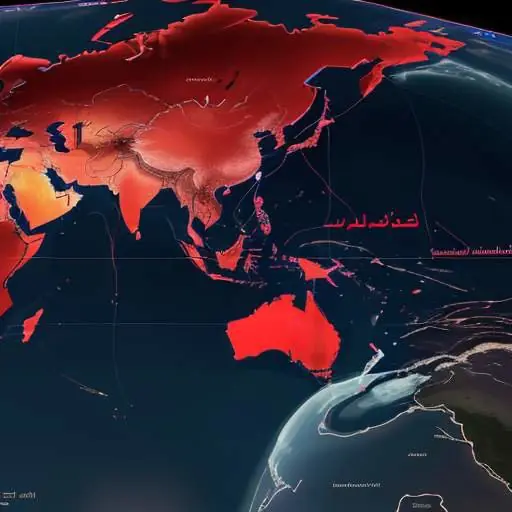 A futuristic digital map highlights critical cloud connectivity disruptions in the Middle East, with red warning lines over the UAE and Bahrain, emphasizing the need for resilient enterprise data access during global security threats.