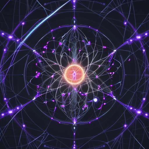 A glowing artificial intelligence brain core connects to pulsing digital threads visualizing network traffic analysis, anomaly detection, and automated security for self-healing enterprise networks.