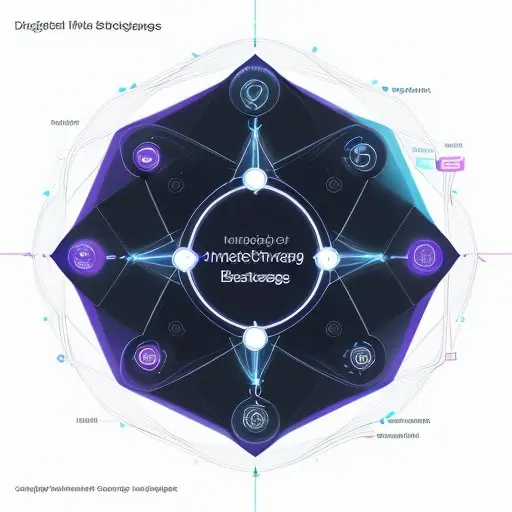 Diagram illustrating interconnected digital modules and data streams converging into a central core, symbolizing integrated business strategy and organized growth.