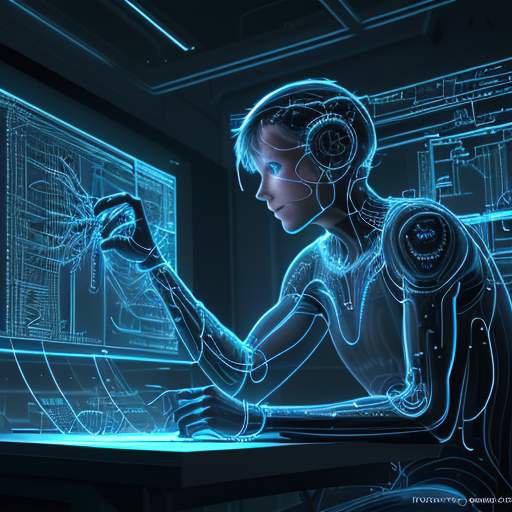 Engineer's hands working on a glowing, complex digital blueprint projected onto a modern desk, symbolizing mastery over interconnected systems and unified growth.