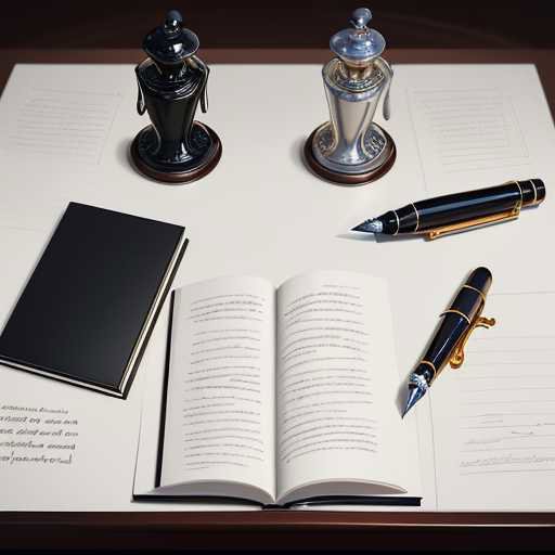Three high-end fountain pens—silver, black, and gold—arranged on mahogany desk next to stacks of paper representing code, poetry, and legal briefs.