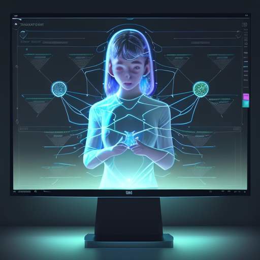 Student interacts with a glowing, holographic knowledge dashboard in a modern library, visualizing personalized learning pathways and deep understanding.