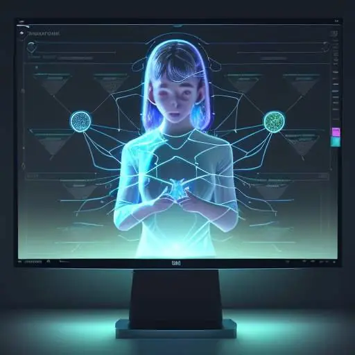 Student interacts with a glowing, holographic knowledge dashboard in a modern library, visualizing personalized learning pathways and deep understanding.