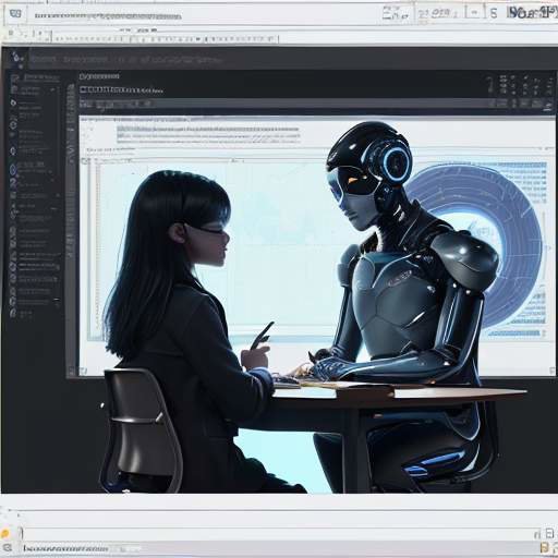 Tutor and student collaborate over a glowing, futuristic interface displaying educational data visualizations, symbolizing the synergy of human mentorship and AI analysis in modern learning.
