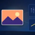 Illustration with a picture, a neural network and a pencil
