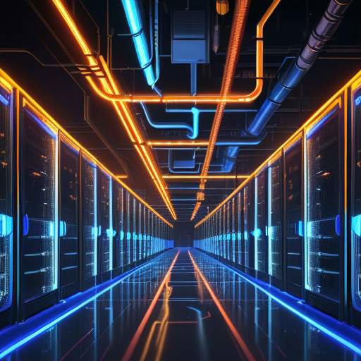 A cinematic, wide-angle view of a futuristic data center corridor with rows of server racks glowing with blue and amber lights, illustrating high-density AI-centric infrastructure.