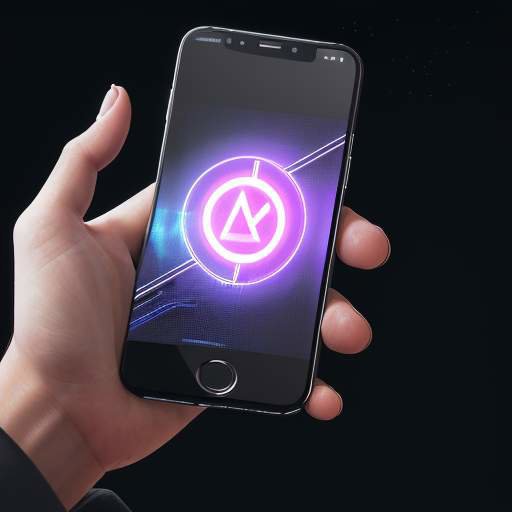 A close-up of a hand holding a smartphone displaying a glowing, glitchy AI interface with warning symbols, illustrating the risks of hidden AI interactions within corporate networks.