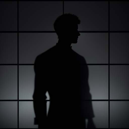 A silhouette of a professional looking through a foggy glass pane at a glowing, distorted digital grid, symbolizing the difficulty of gaining visibility into complex, obscured IT networks.