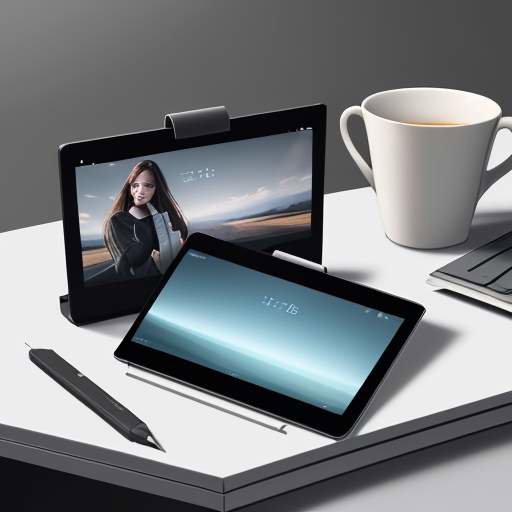 Foldable smartphone unfolding into a 10‑inch tablet displaying split‑screen video call and document editor on a minimalist desk with mug, wireless charger, and soft morning light.
