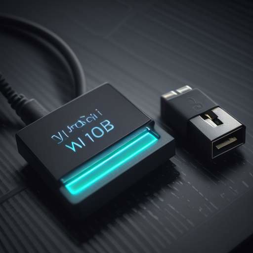 Quantum‑ready USB‑C dongle on carbon‑fiber desk, matte black lattice chassis, teal LED signals secure quantum key session, red tamper seal alerts intrusion.