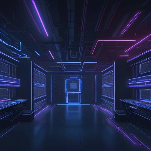 A cinematic visualization of a digital fortress being breached by glowing red data streams against a translucent blue geometric shield in a dark, neon-lit server room.