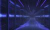 A cinematic wide shot of a futuristic data center featuring glowing blue and violet fiber optic cables weaving through massive server racks, symbolizing the vast scale of AI infrastructure.