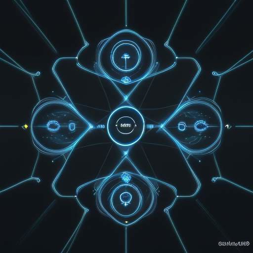 A conceptual visualization of a swarm intelligence AI system, featuring a network of glowing blue and cyan nodes connecting icons for coding, scheduling, and logistics to represent multi-agent collaboration.